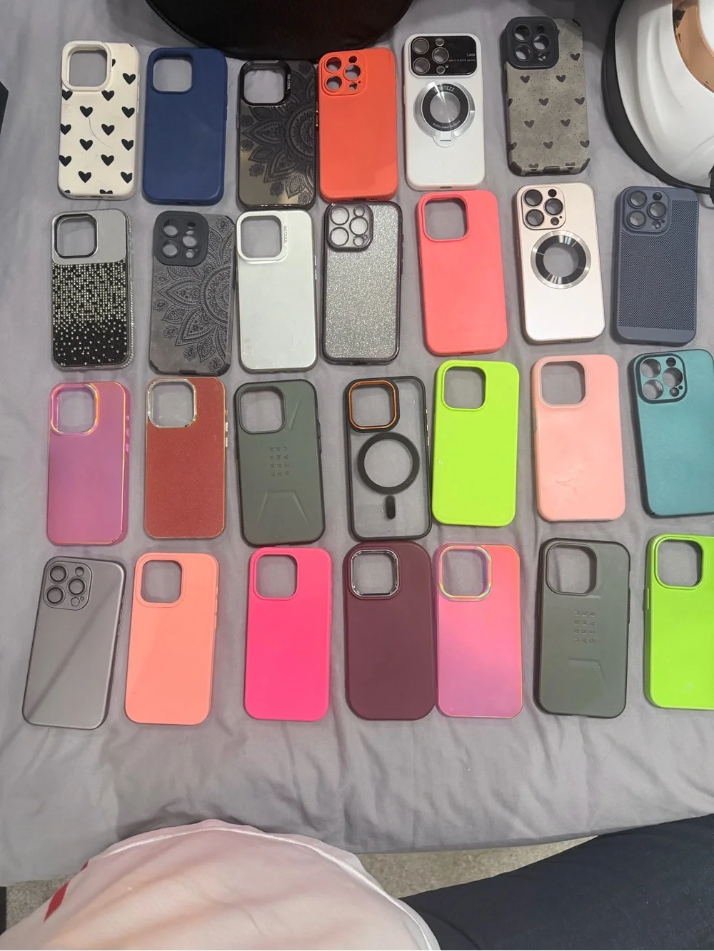 Assorted Silicone & Protective Phone Case - Pink, Coral, Neon Green, Gray, Teal